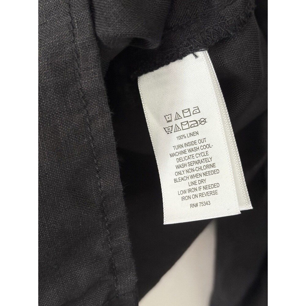 Sigrid Olsen Wmn Large Black 100% Linen Shirt Lagenlook Boho Boxy Button Down - Picture 5 of 8